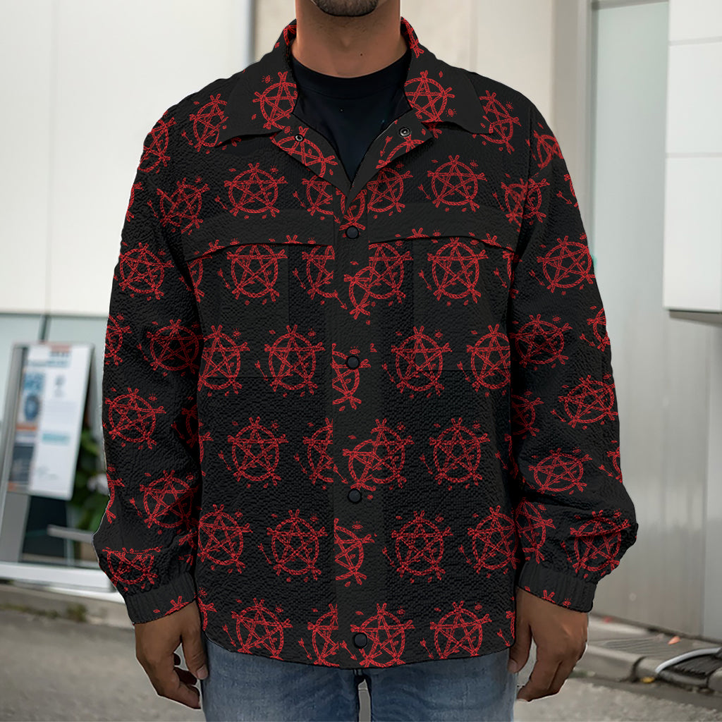 Magic Pentagram Pattern Print Men's Shirt Jacket