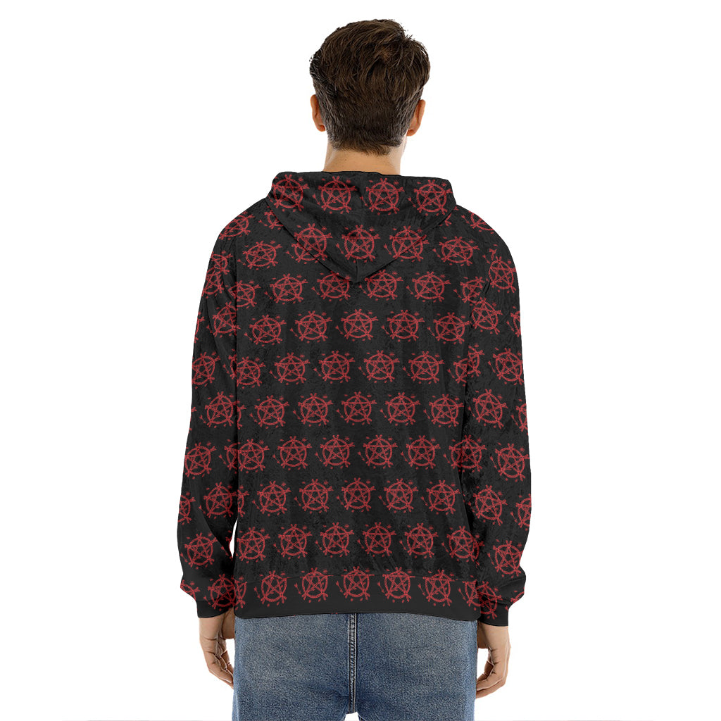 Magic Pentagram Pattern Print Men's Velvet Pullover Hoodie
