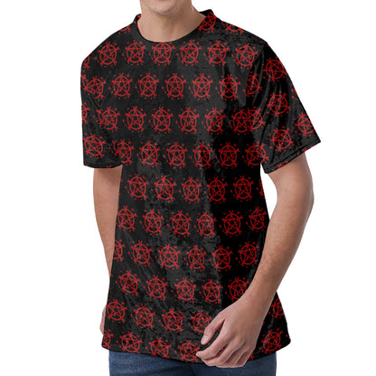 Magic Pentagram Pattern Print Men's Velvet T-Shirt