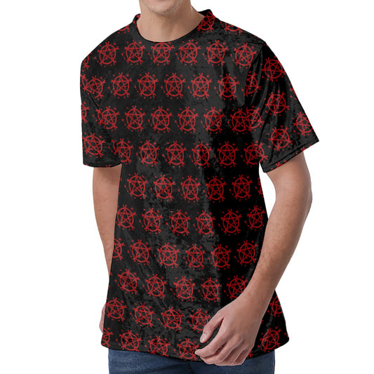Magic Pentagram Pattern Print Men's Velvet T-Shirt