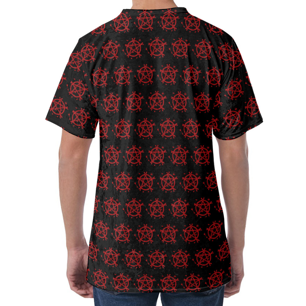 Magic Pentagram Pattern Print Men's Velvet T-Shirt