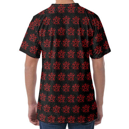 Magic Pentagram Pattern Print Men's Velvet T-Shirt