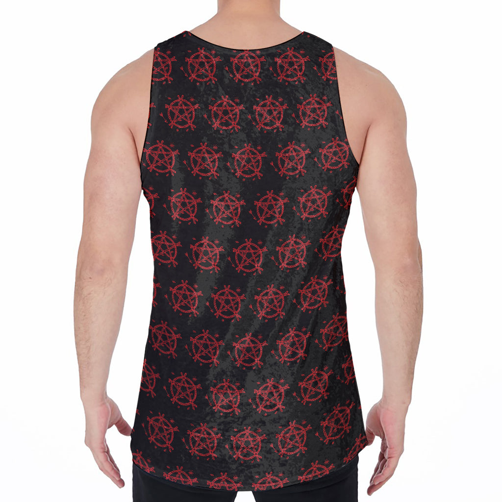 Magic Pentagram Pattern Print Men's Velvet Tank Top