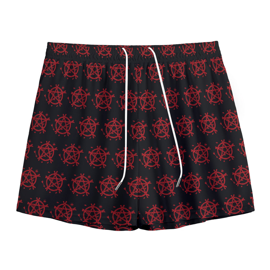 Magic Pentagram Pattern Print Mesh Shorts