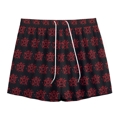 Magic Pentagram Pattern Print Mesh Shorts
