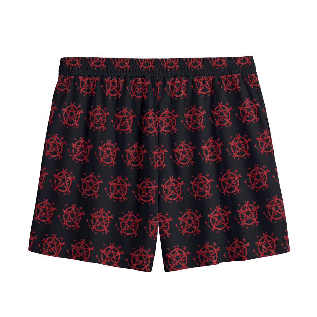Magic Pentagram Pattern Print Mesh Shorts