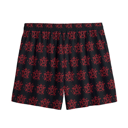 Magic Pentagram Pattern Print Mesh Shorts