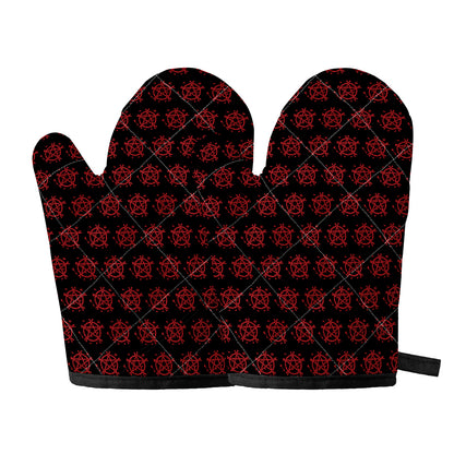 Magic Pentagram Pattern Print Oven Mitts