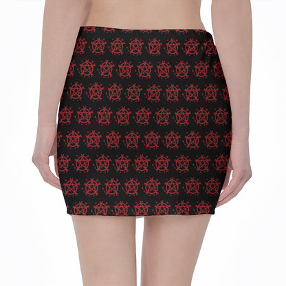 Magic Pentagram Pattern Print Pencil Mini Skirt