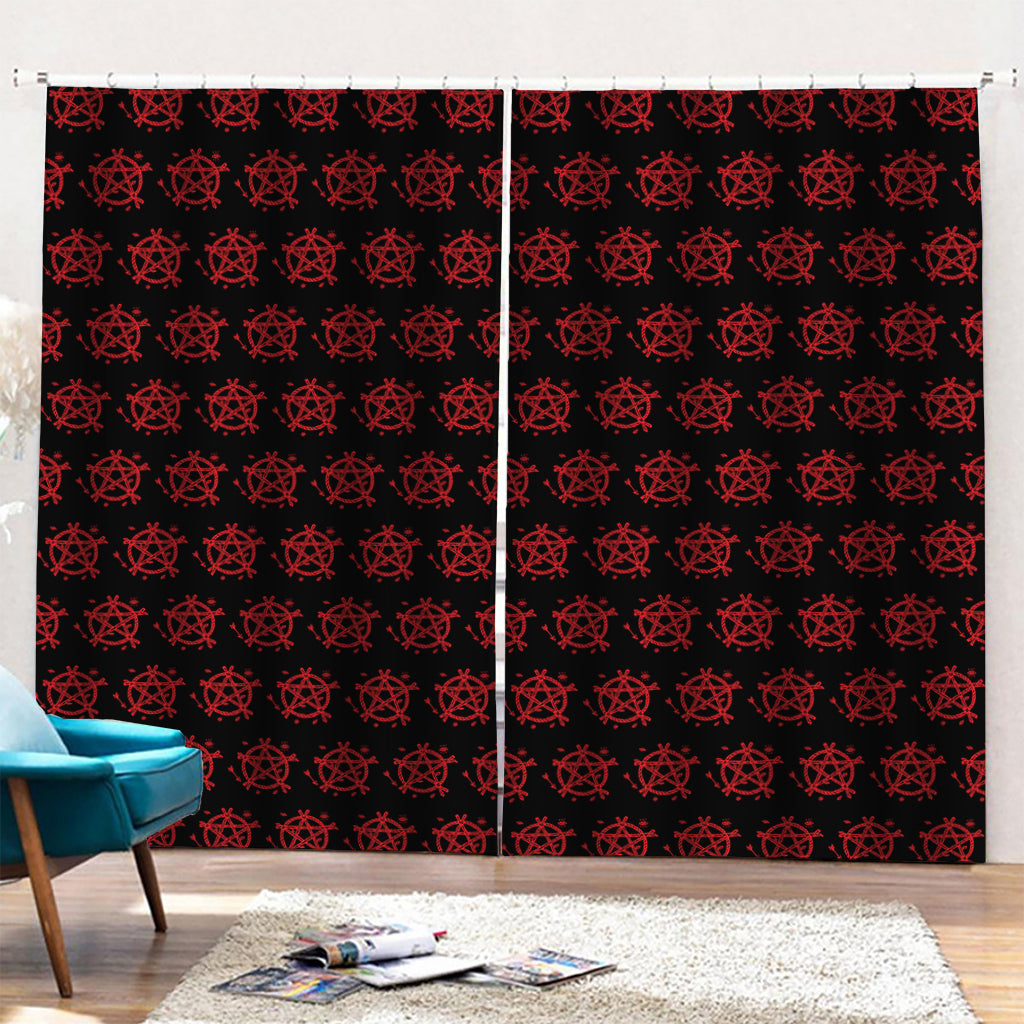 Magic Pentagram Pattern Print Pencil Pleat Curtains