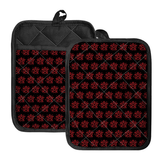 Magic Pentagram Pattern Print Pot Holders With Pocket
