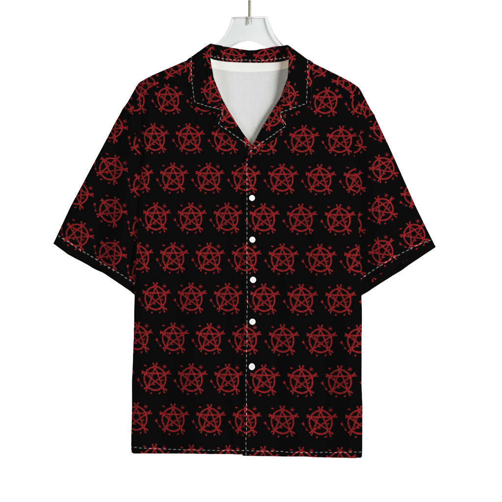Magic Pentagram Pattern Print Rayon Hawaiian Shirt