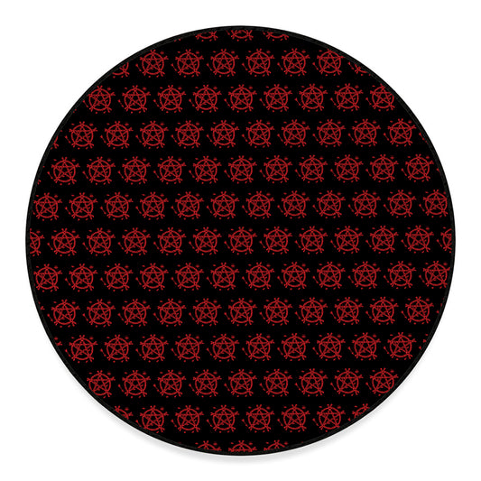 Magic Pentagram Pattern Print Round Floor Mat