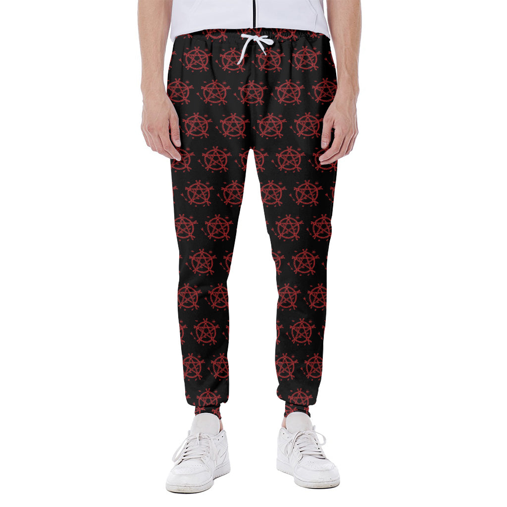 Magic Pentagram Pattern Print Scuba Joggers