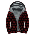 Magic Pentagram Pattern Print Sherpa Lined Zip Up Hoodie