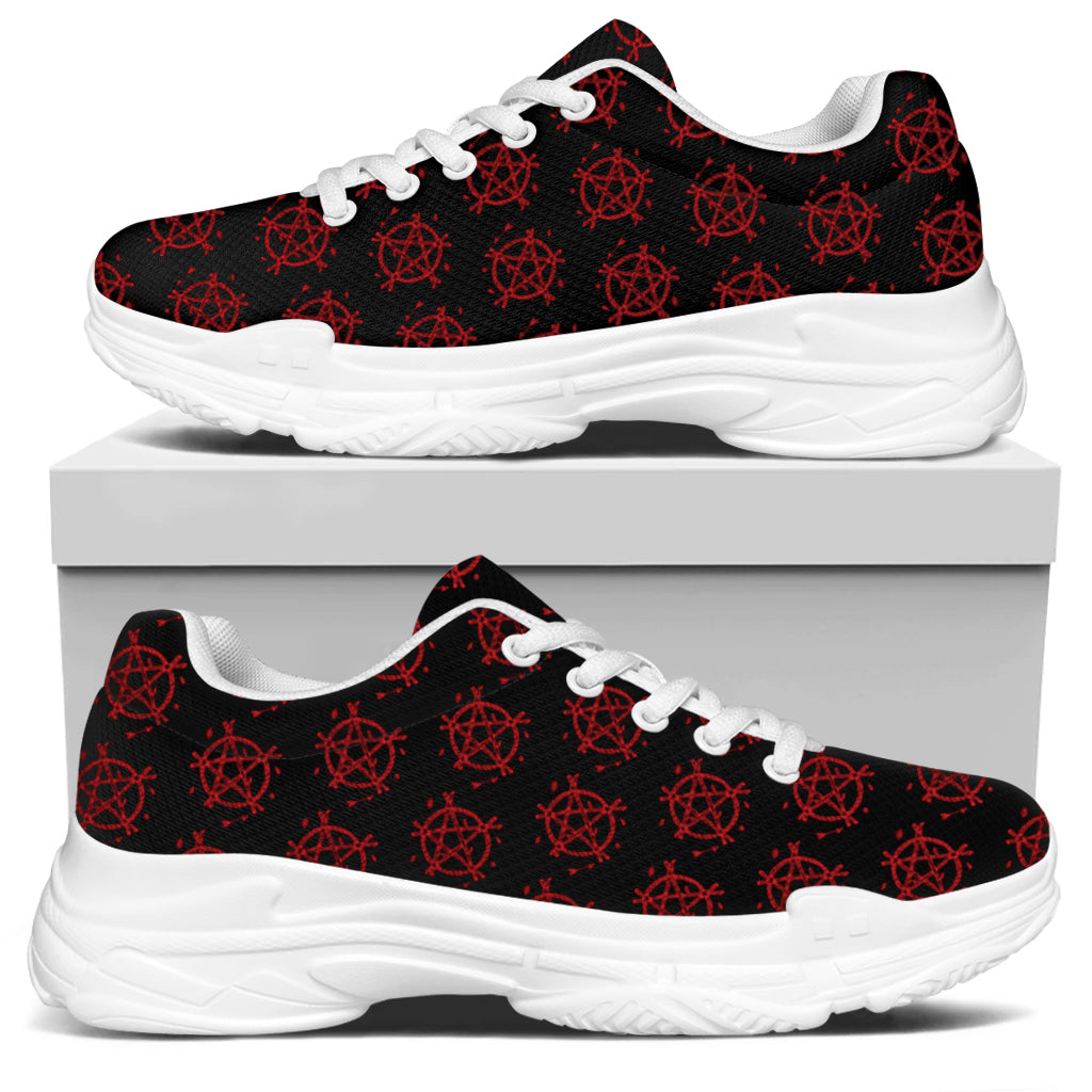 Magic Pentagram Pattern Print White Chunky Shoes