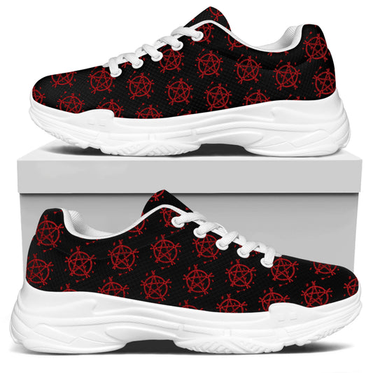 Magic Pentagram Pattern Print White Chunky Shoes