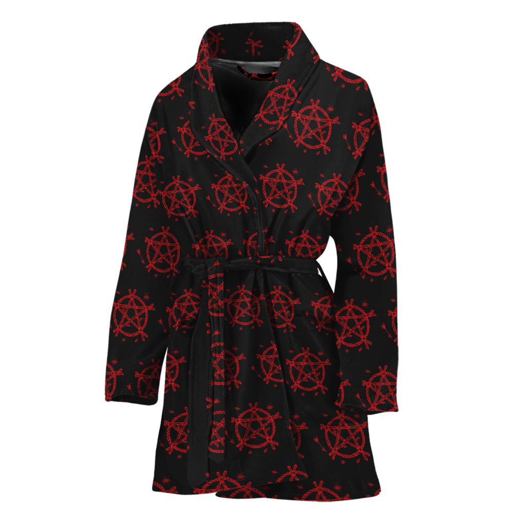 Magic Pentagram Pattern Print Women's Bathrobe