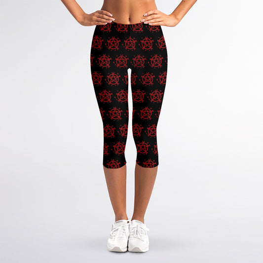 Magic Pentagram Pattern Print Women's Capri Leggings