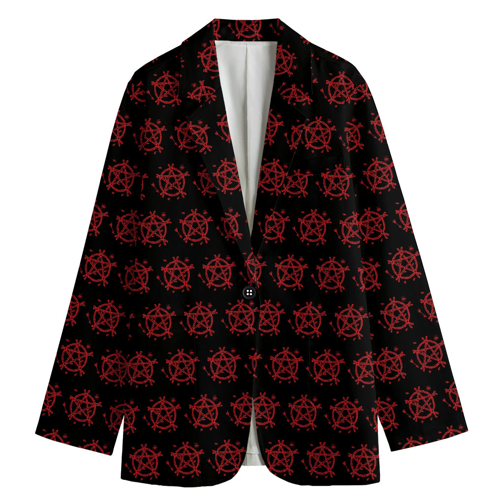 Magic Pentagram Pattern Print Women's Cotton Blazer
