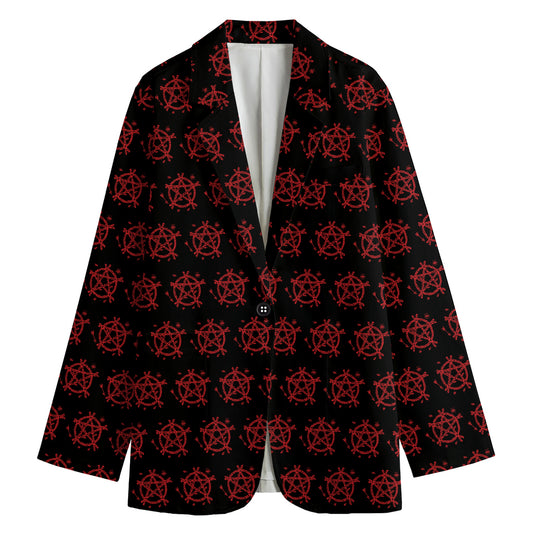 Magic Pentagram Pattern Print Women's Cotton Blazer