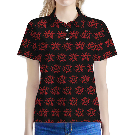 Magic Pentagram Pattern Print Women's Polo Shirt