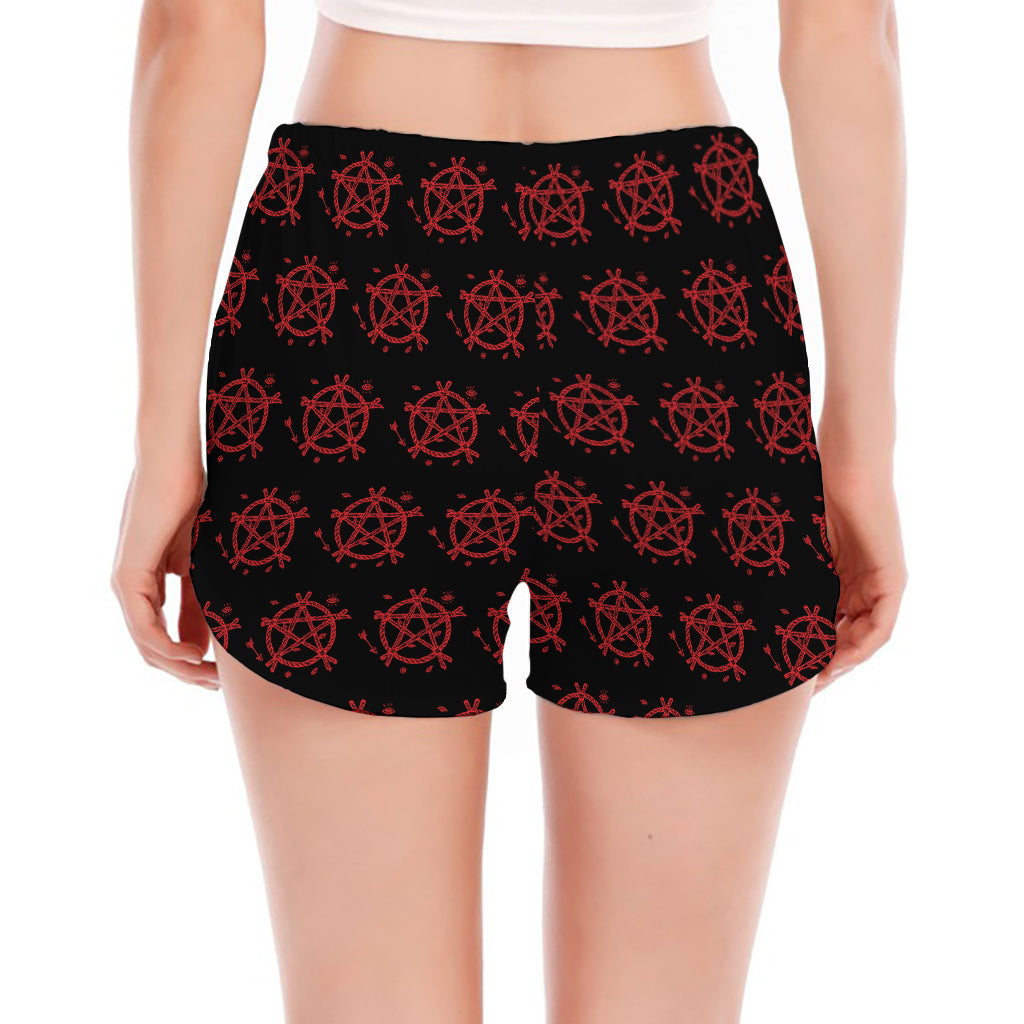 Magic Pentagram Pattern Print Women's Split Running Shorts