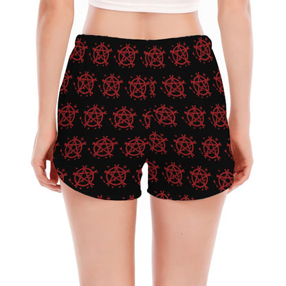 Magic Pentagram Pattern Print Women's Split Running Shorts