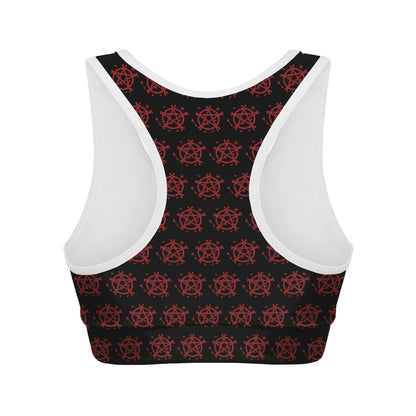 Magic Pentagram Pattern Print Women's Sports Bra