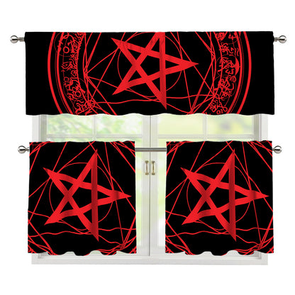 Magic Pentagram Symbol Print 3 Piece Kitchen Curtains