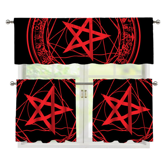 Magic Pentagram Symbol Print 3 Piece Kitchen Curtains