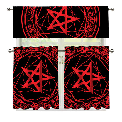 Magic Pentagram Symbol Print 3 Piece Kitchen Curtains