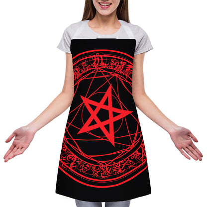 Magic Pentagram Symbol Print Adjustable Apron