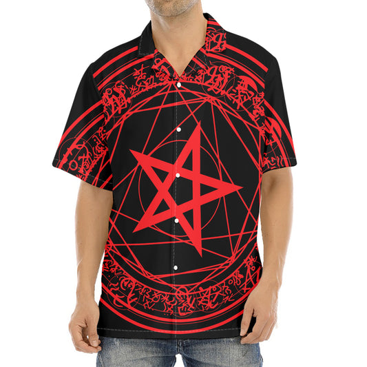 Magic Pentagram Symbol Print Aloha Shirt