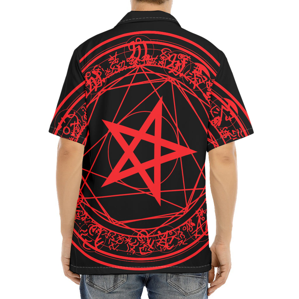 Magic Pentagram Symbol Print Aloha Shirt