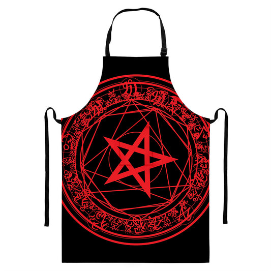 Magic Pentagram Symbol Print Bib Apron With Pocket