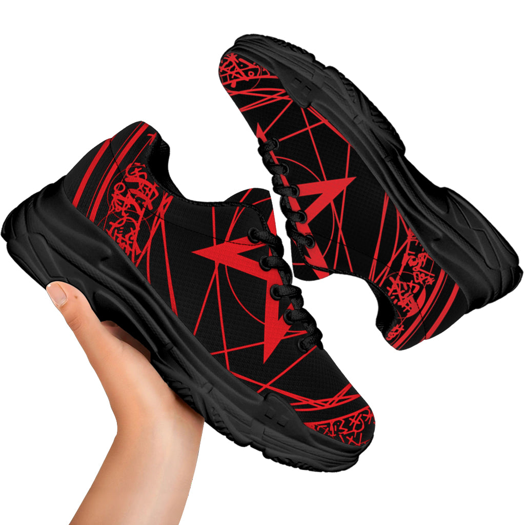 Magic Pentagram Symbol Print Black Chunky Shoes