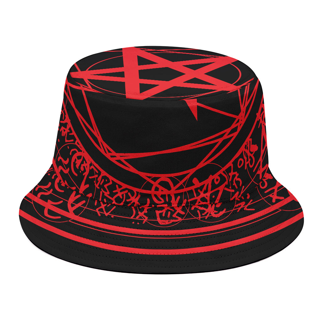Magic Pentagram Symbol Print Bucket Hat