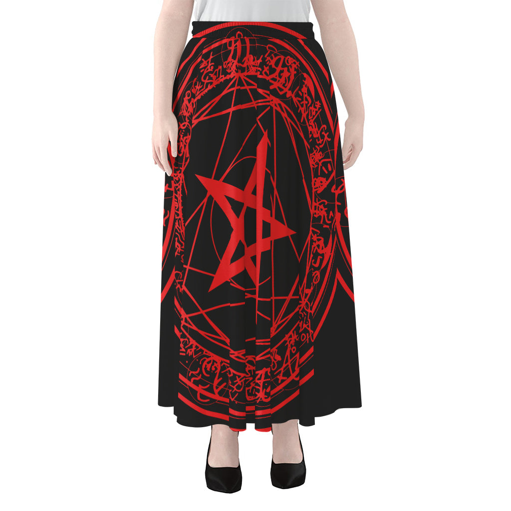 Magic Pentagram Symbol Print Chiffon Maxi Skirt