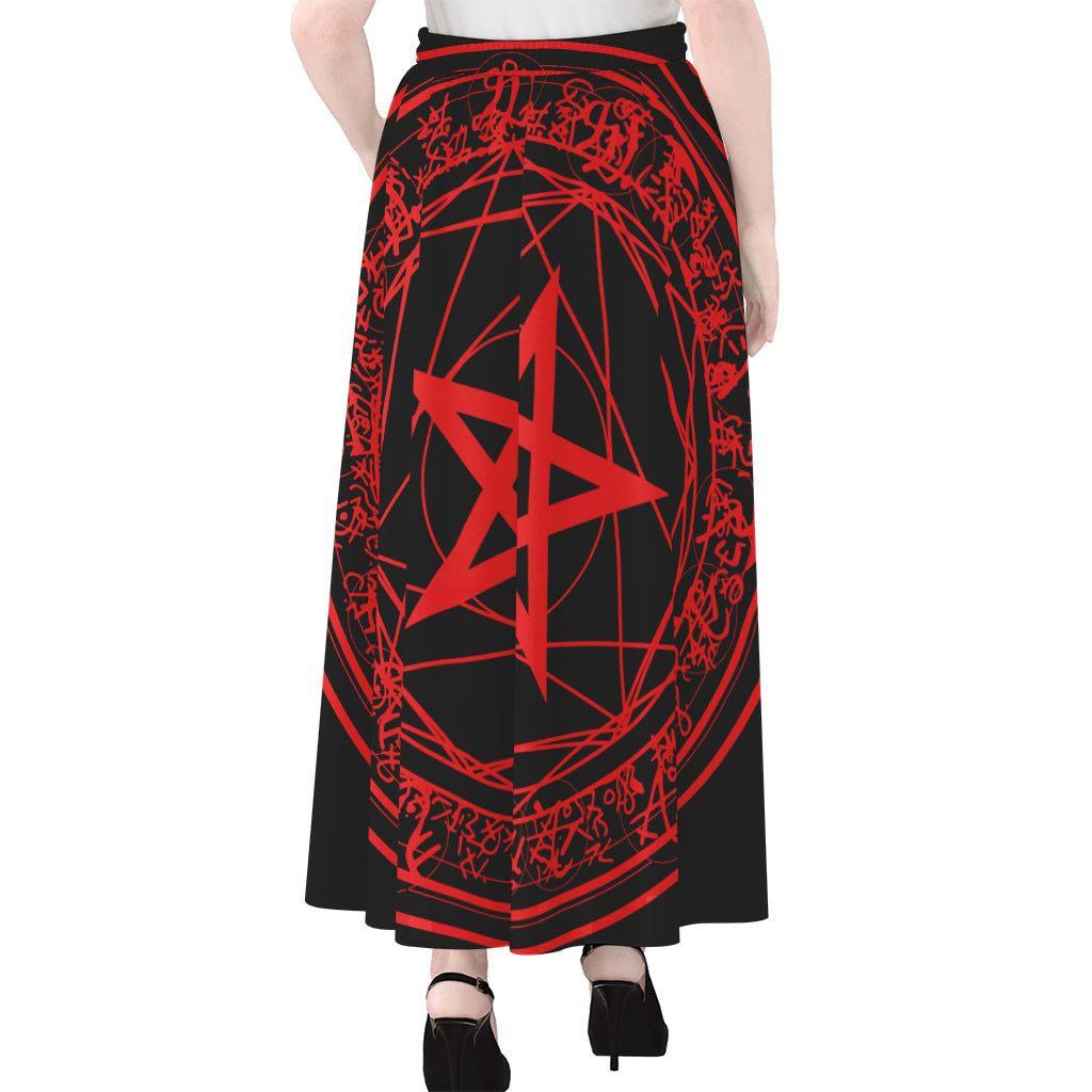 Magic Pentagram Symbol Print Chiffon Maxi Skirt