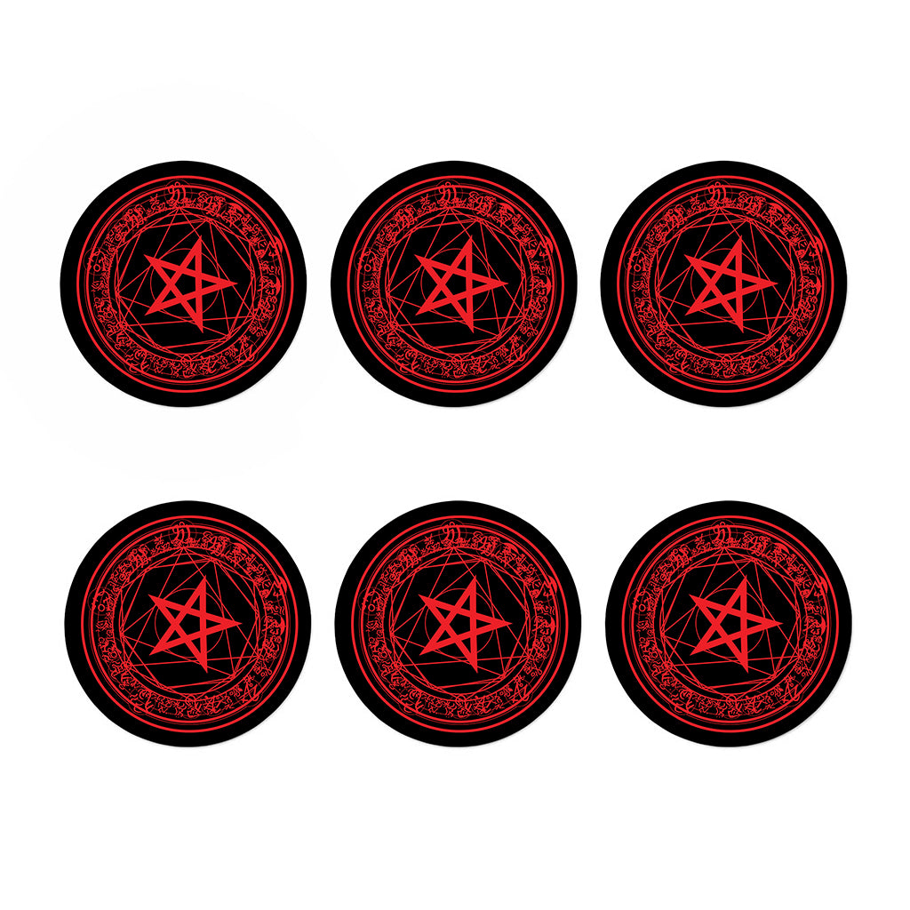 Magic Pentagram Symbol Print Coaster Set