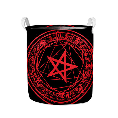 Magic Pentagram Symbol Print Collapsible Laundry Basket