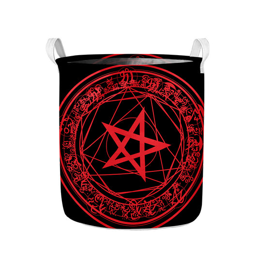 Magic Pentagram Symbol Print Collapsible Laundry Basket