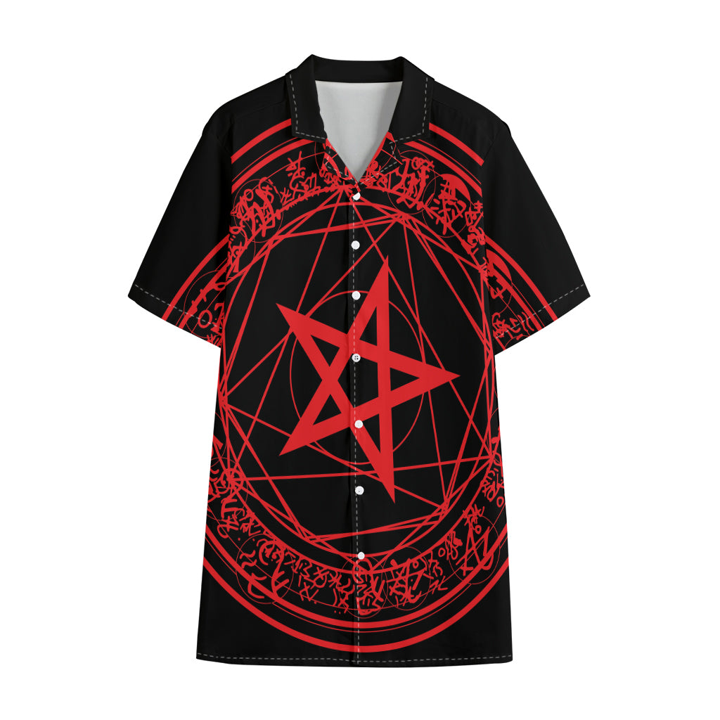 Magic Pentagram Symbol Print Cotton Hawaiian Shirt