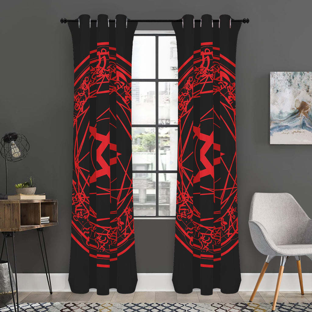Magic Pentagram Symbol Print Curtain