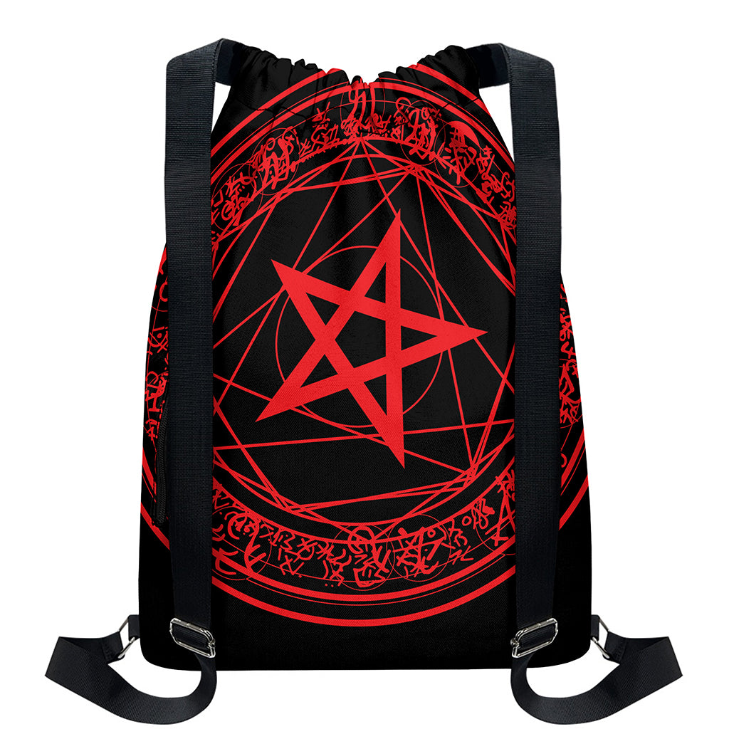 Magic Pentagram Symbol Print Drawstring Backpack