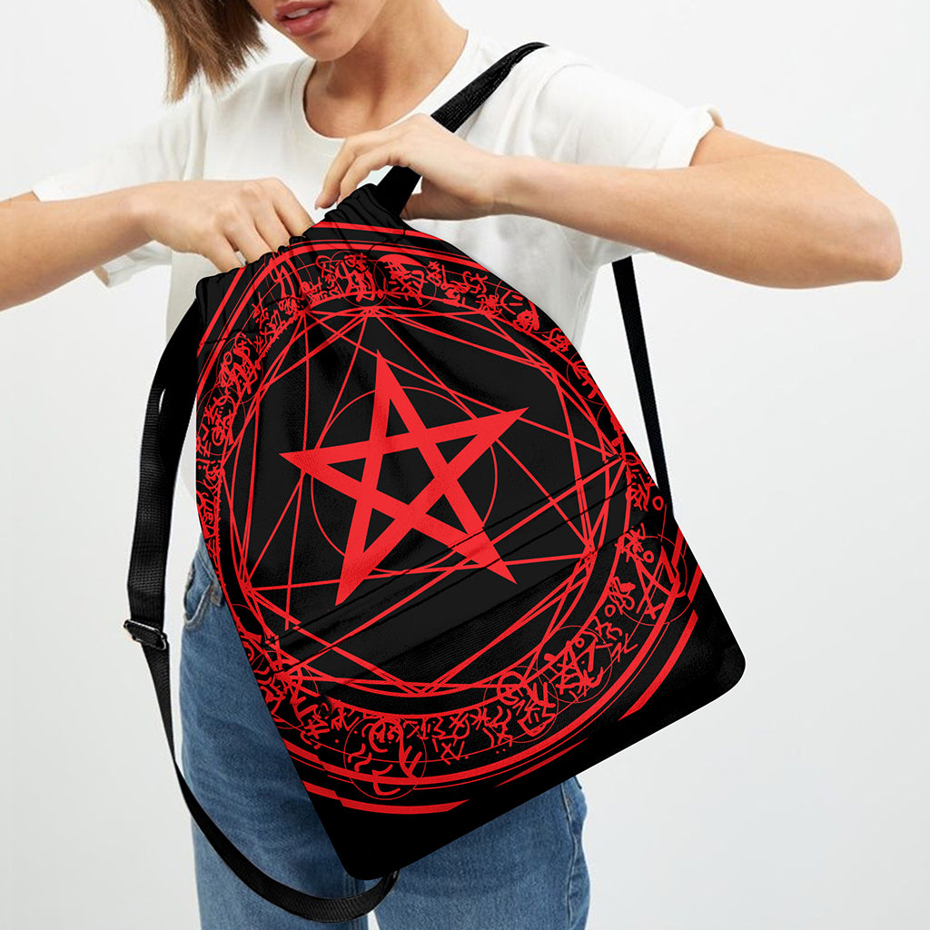 Magic Pentagram Symbol Print Drawstring Backpack