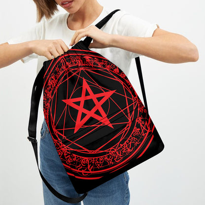 Magic Pentagram Symbol Print Drawstring Backpack