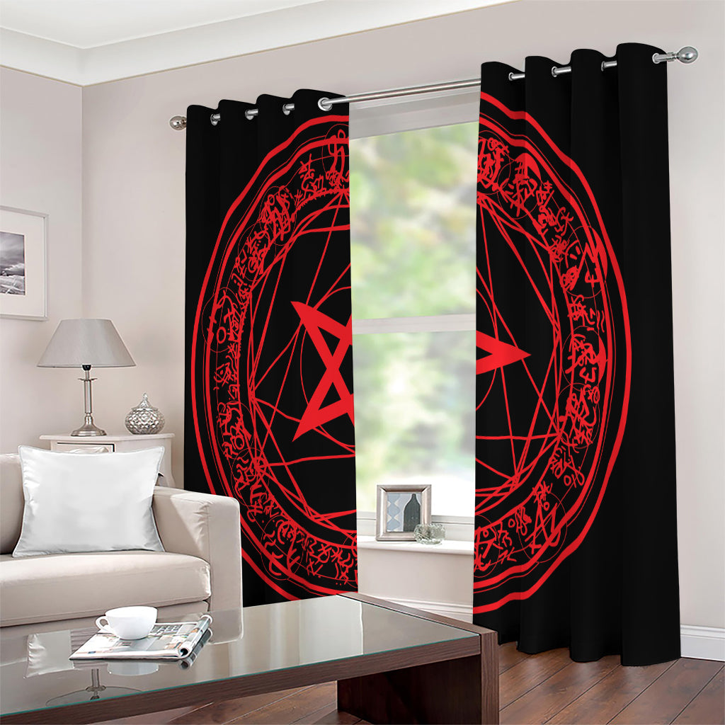 Magic Pentagram Symbol Print Extra Wide Grommet Curtains