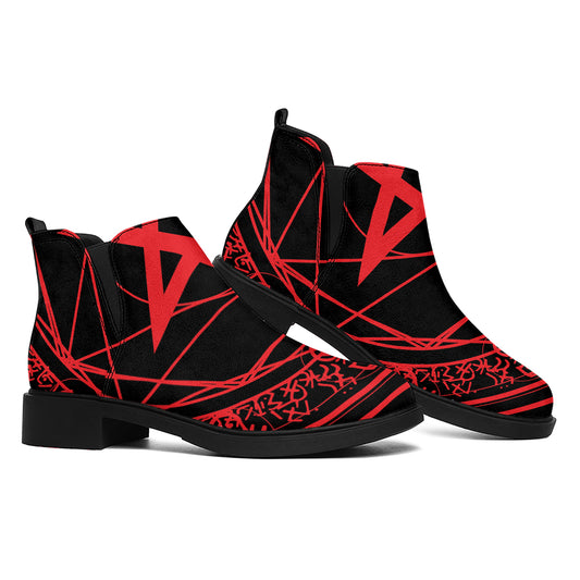 Magic Pentagram Symbol Print Flat Ankle Boots